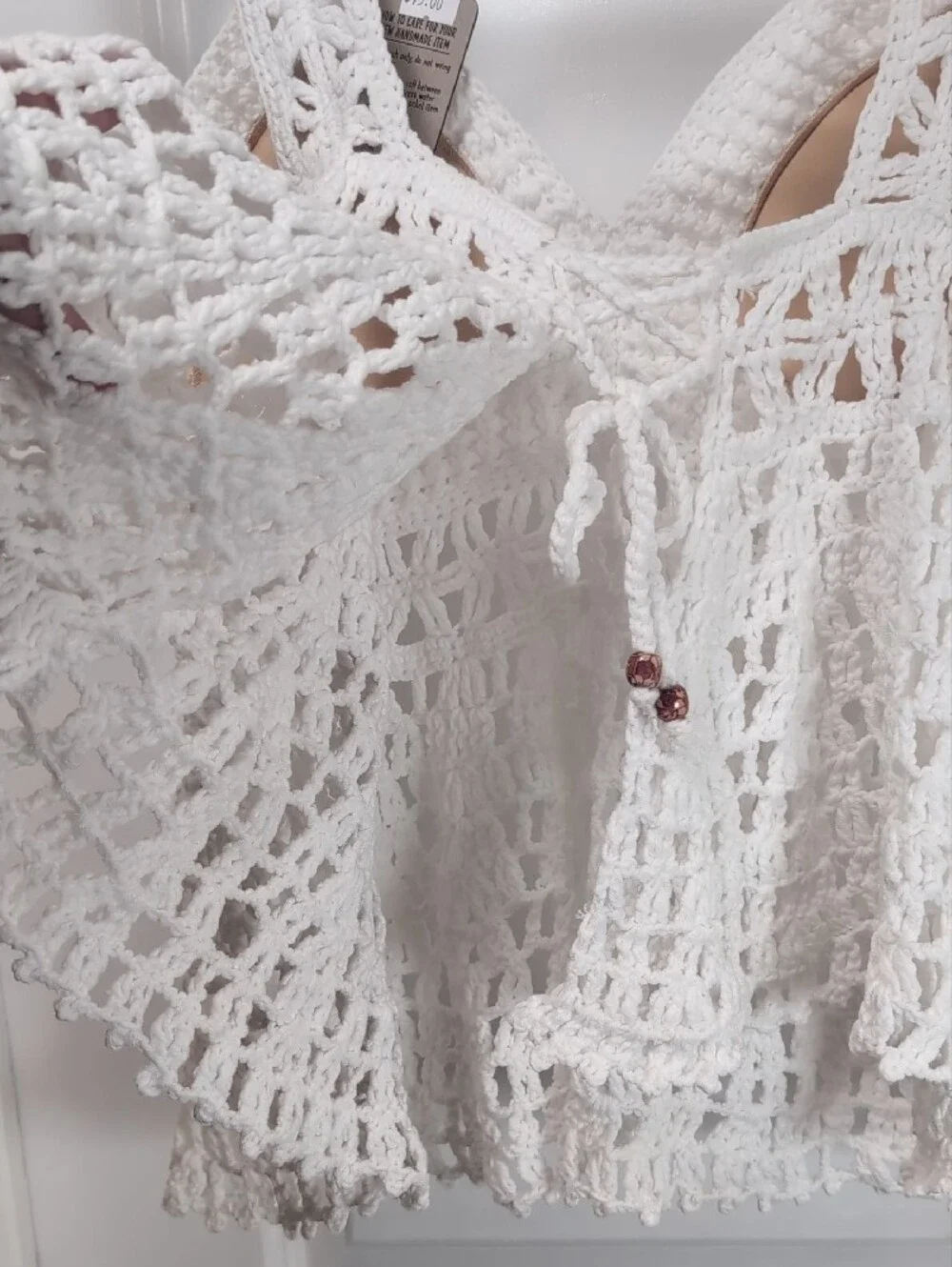 Beehive Crochet Art White Crochet Tank Top Handmade New